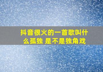 抖音很火的一首歌叫什么孤独 是不是独角戏